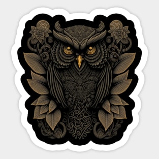 The owl is decorated with Javanese ornaments Sticker